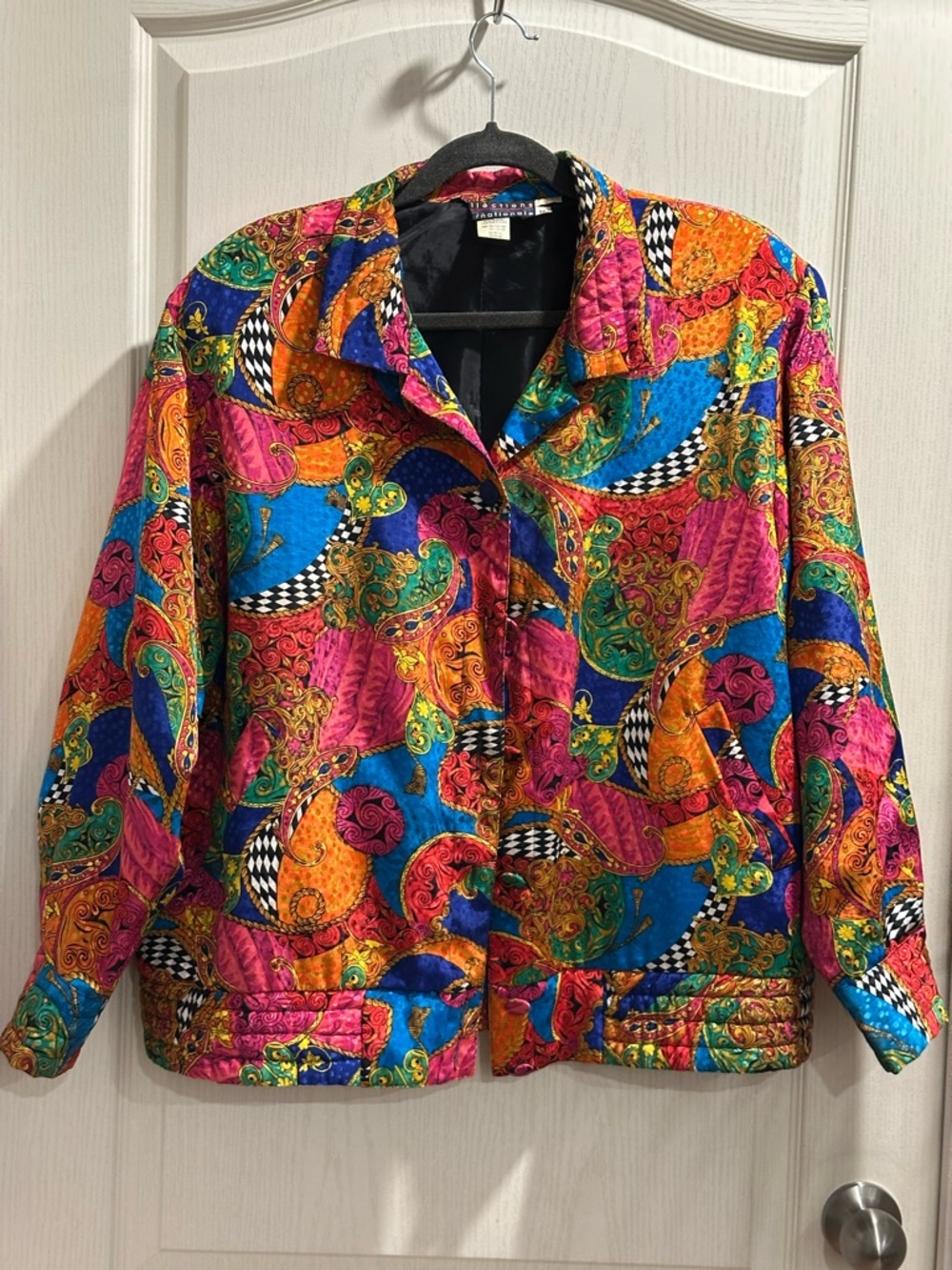 Maximalist Multi-Color Paisley Print Women's Jacket - Vintage oversized/boxy fit